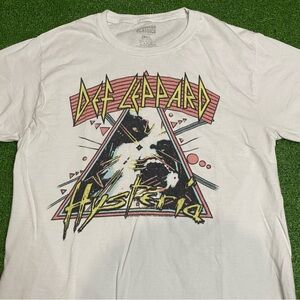 Def Leppard Hysteria Graphic Band Tee White Small